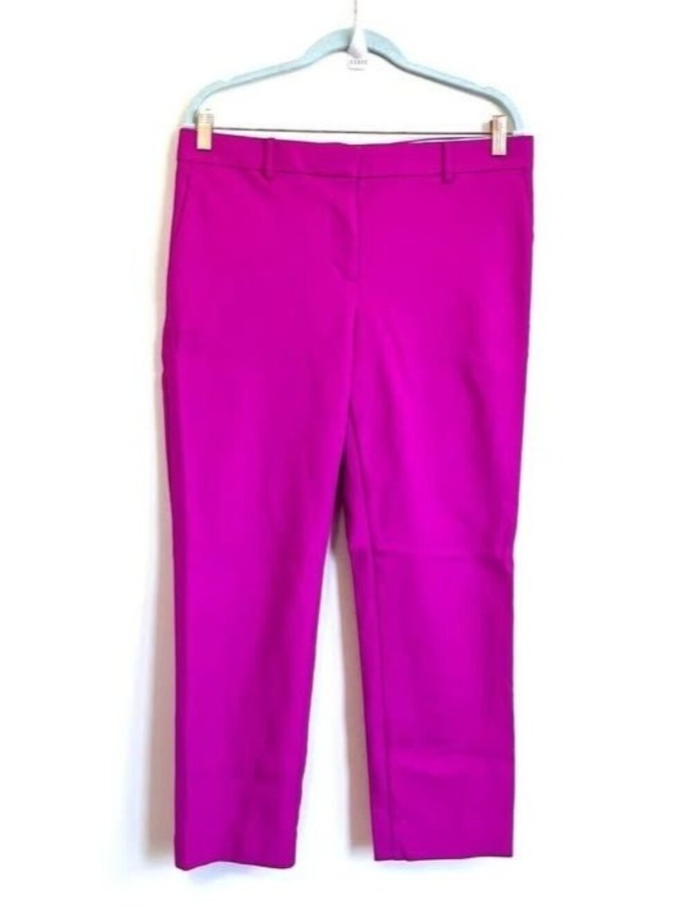 Ann Taylor Women's 6P Eva Cropped Pants Pink Slim Fit Chic Faux Pockets